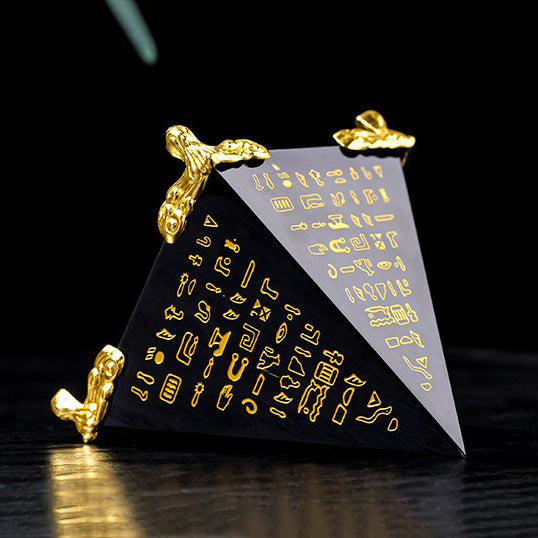 【礦藏】古埃及招財經文黑曜石能量金字塔│辦公桌、櫃台、客廳必備