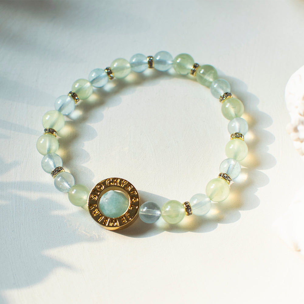 能量手鍊【雨露清晨】葡萄石海藍寶手鍊