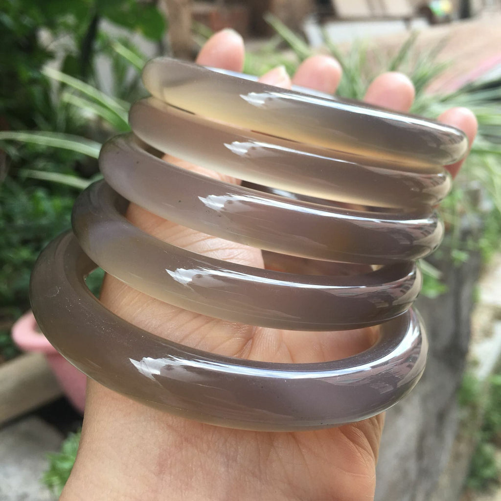 【玉鐲】煙灰-巴西冰種灰瑪瑙手鐲