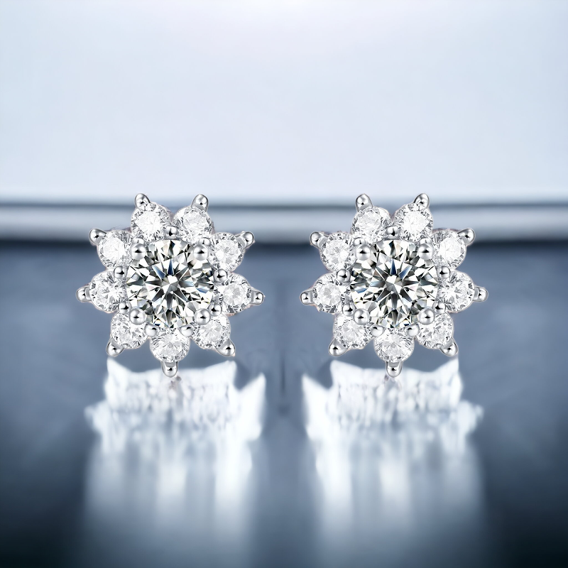 【星辰】初雪-莫桑石耳環(0.5ct)