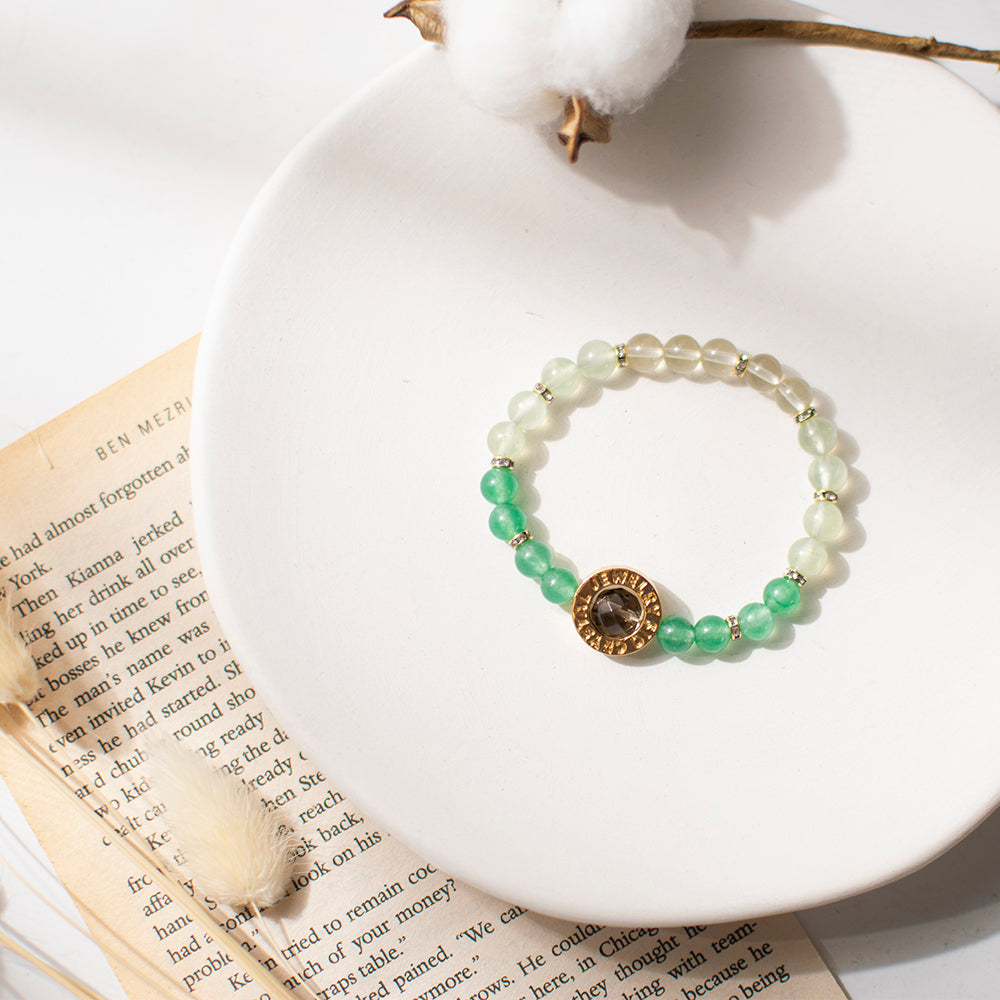 能量手鍊【森林精靈】綠東陵葡萄石黃水晶茶晶手鍊