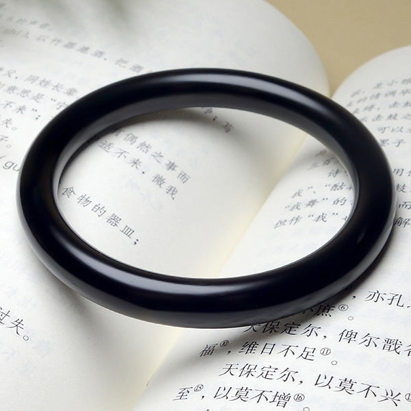 【玉鐲】天然和田墨玉手鐲(圓鐲/福鐲)