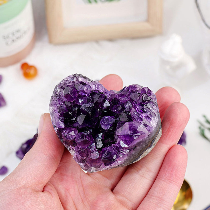【礦藏】烏拉圭愛心紫水晶簇擺件