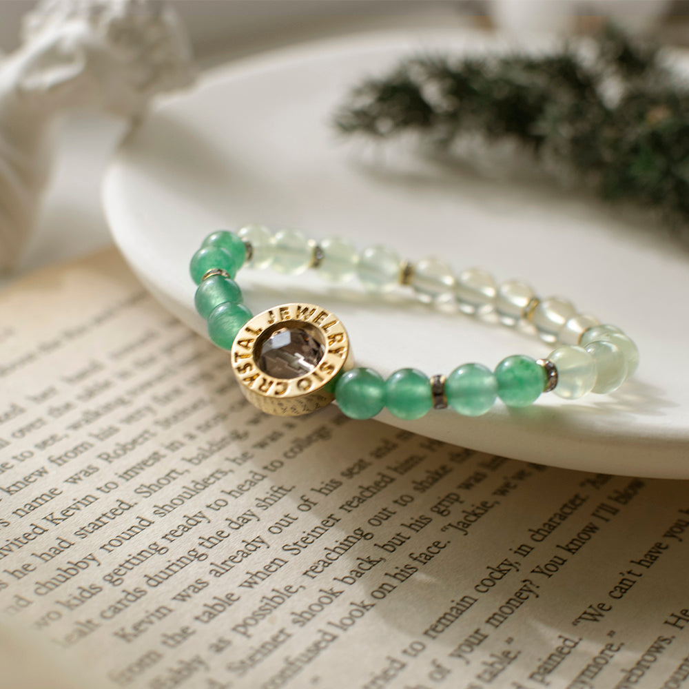 能量手鍊【森林精靈】綠東陵葡萄石黃水晶茶晶手鍊