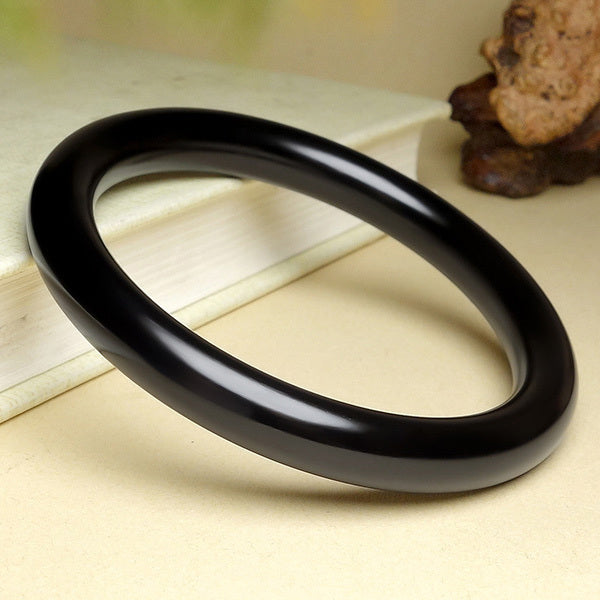 【玉鐲】天然和田墨玉手鐲(圓鐲/福鐲)