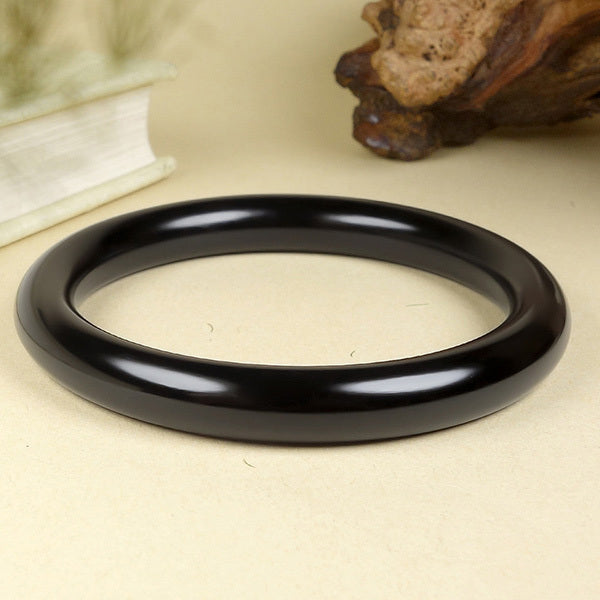 【玉鐲】天然和田墨玉手鐲(圓鐲/福鐲)