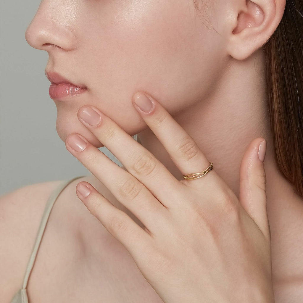 【輕奢】雲霓之舞-14K金+925純銀不規則戒指