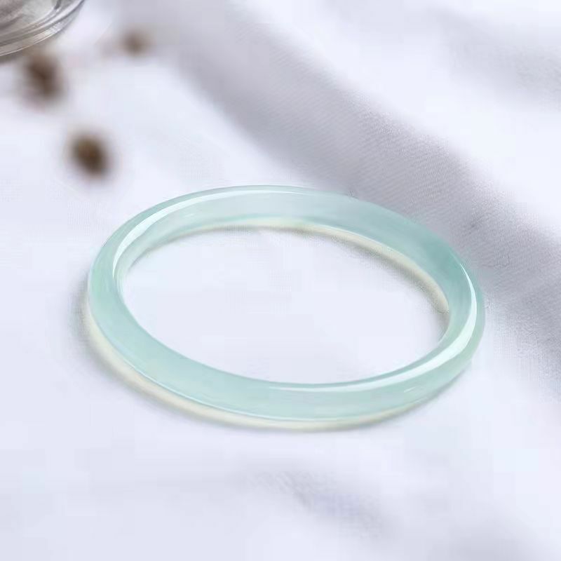 【玉鐲】冰種冰晴色圓條美人鐲6mm
