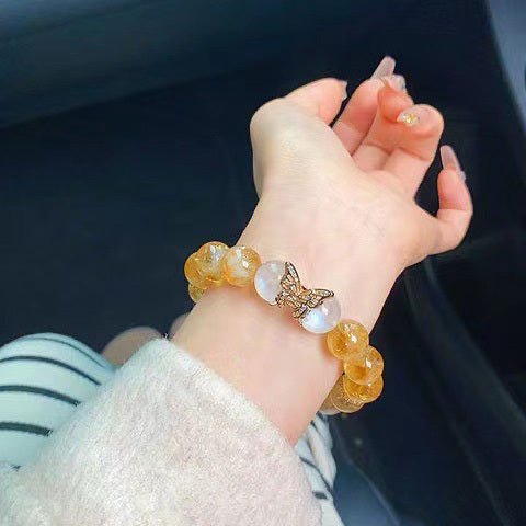 【一夜暴富】黃水晶(黃塔金)/藍月光/黃色虎眼石水晶手鍊/水晶手串