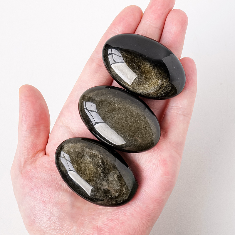 【礦藏】原礦金曜石/隨身攜帶手把件(附絨布袋)