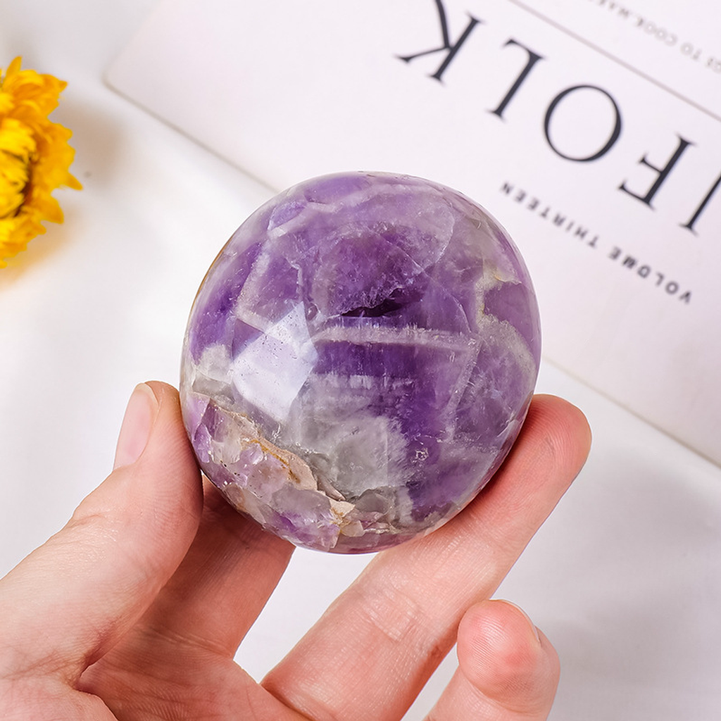 【礦藏】原礦夢幻紫水晶/隨身攜帶手把件(附絨布袋)