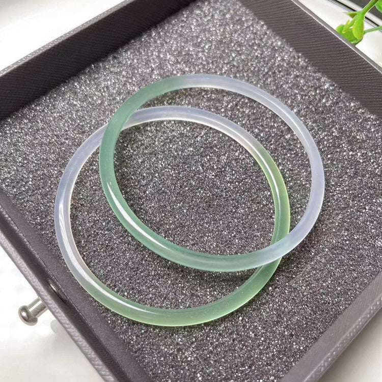 【玉鐲】半山水玉隨叮噹鐲-4mm：佛教七寶石，消除壓力，清洗負能量