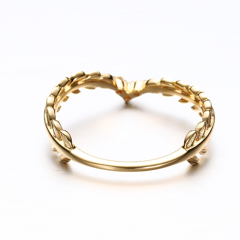 【輕奢】羽毛之夢-14K金+925純銀白鋯石戒指