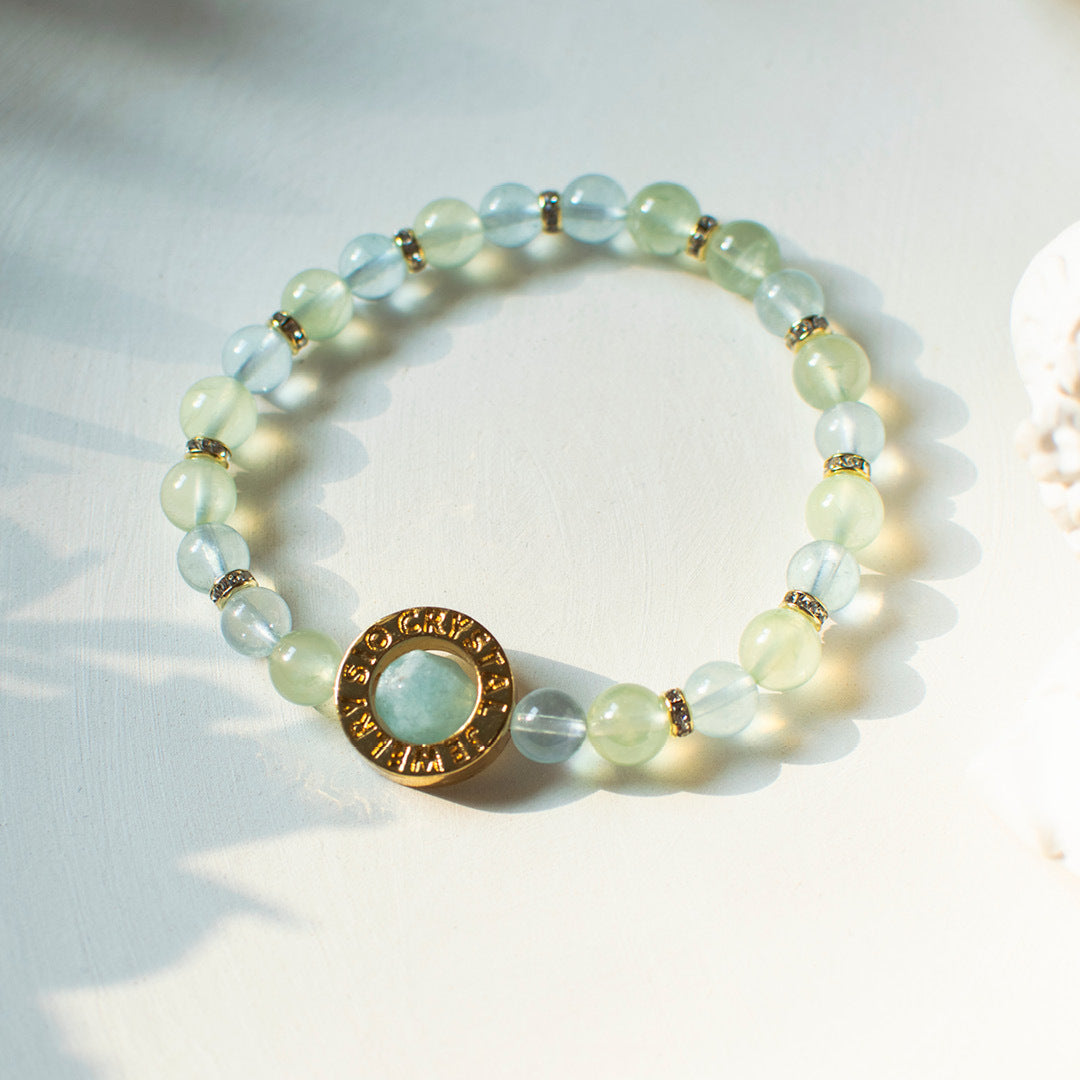 能量手鍊【雨露清晨】葡萄石海藍寶手鍊