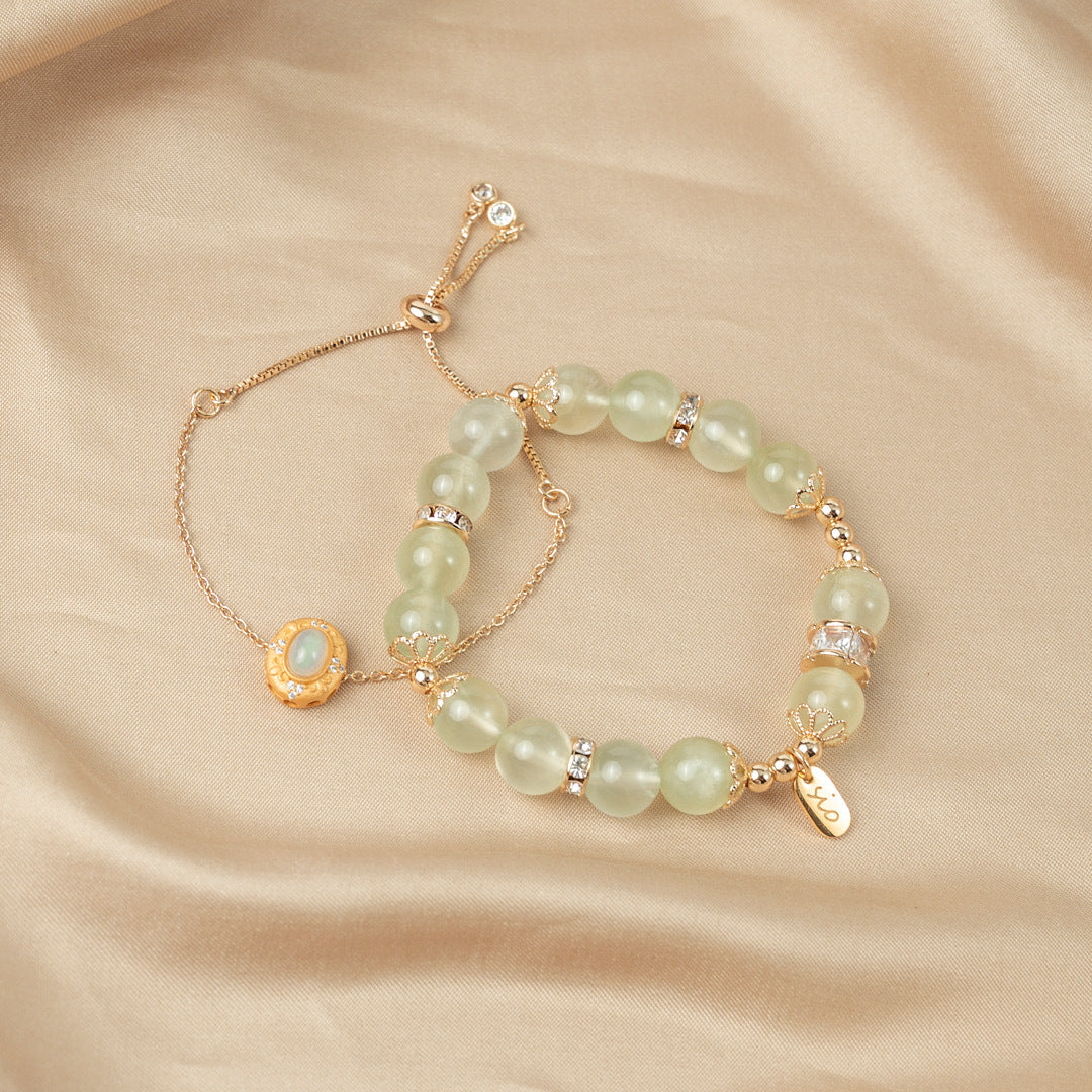 【牽心】綠柳-葡萄石雙鍊水晶手鍊/水晶手串