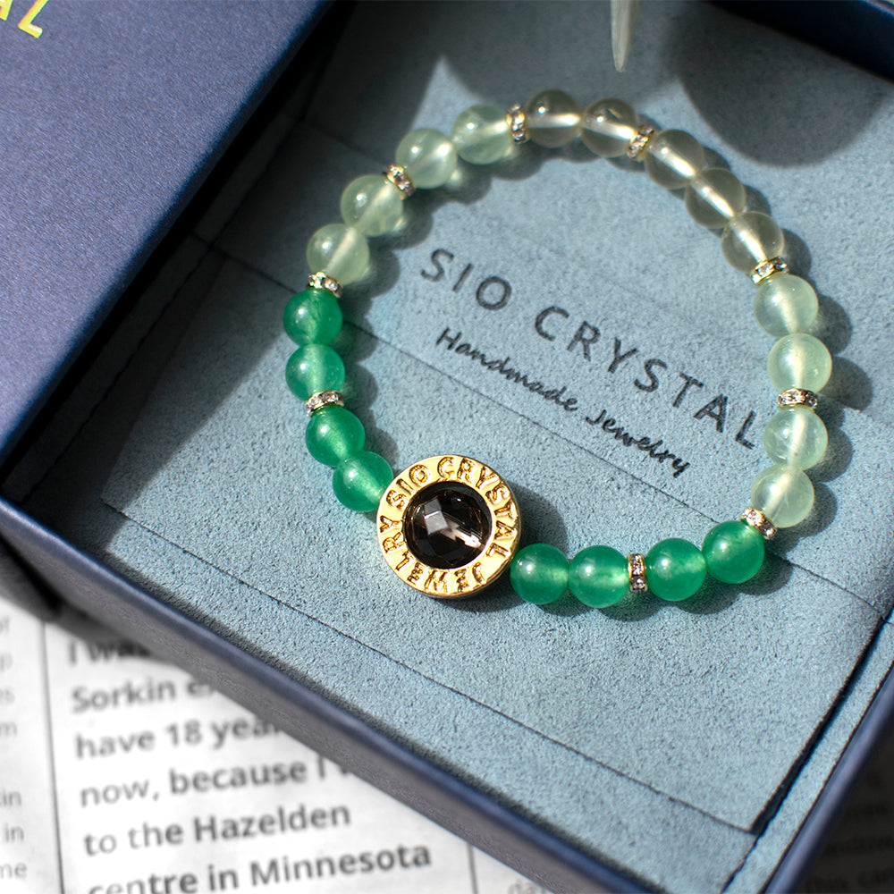 能量手鍊【森林精靈】綠東陵葡萄石黃水晶茶晶手鍊