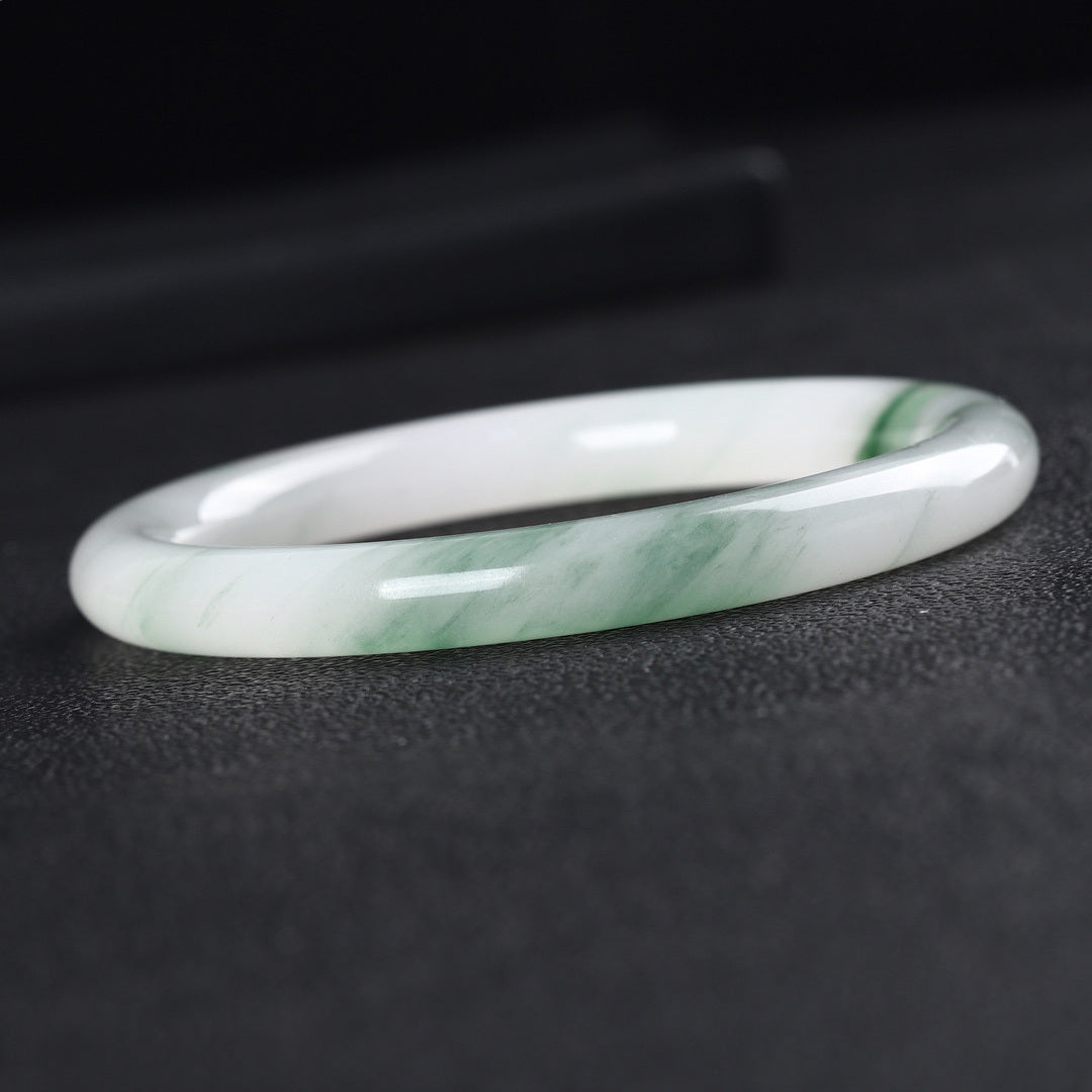 【玉鐲】透翠白玉-新疆金絲玉