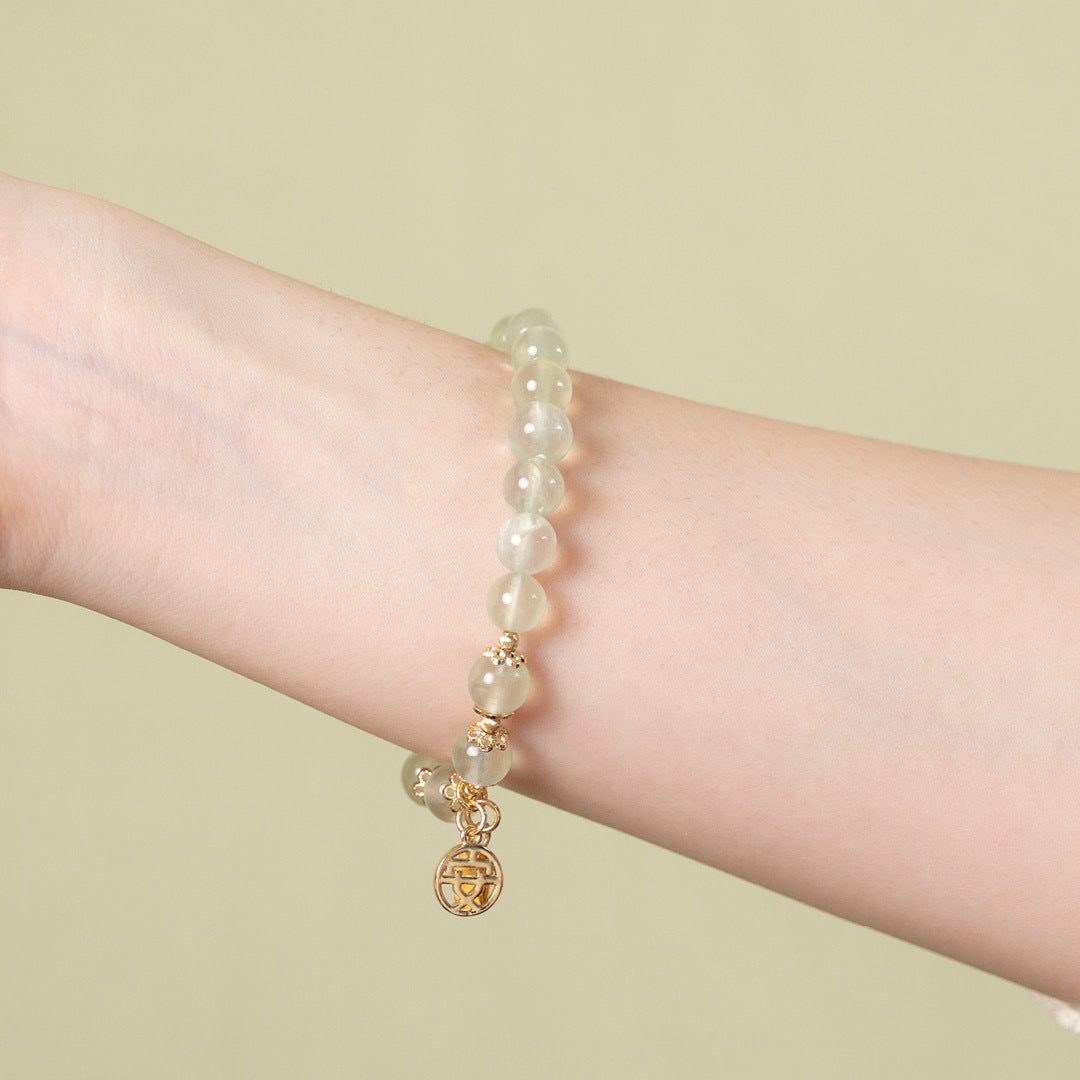 【珠璣】順遂安康-葡萄石中文字水晶手鍊/水晶手串