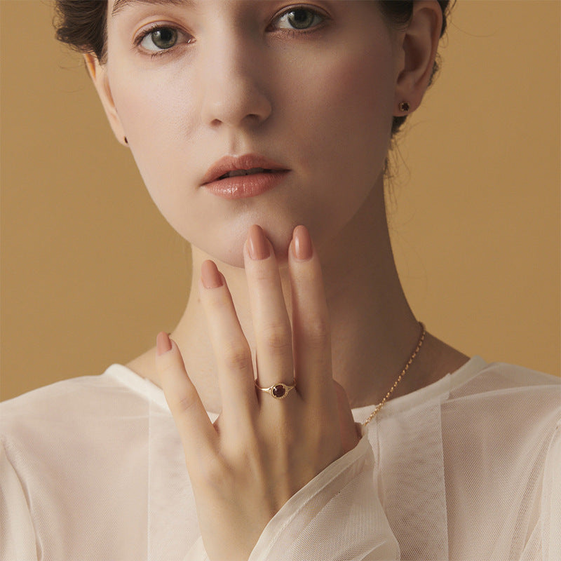 【輕奢】微醺宮廷-14K金+925銀石榴石戒指