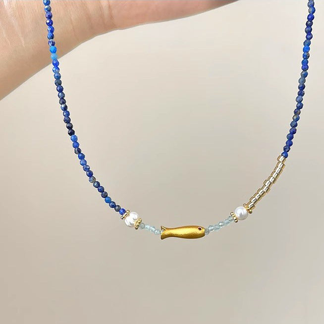 【魚語星藍】金魚抱珠青金石項鍊