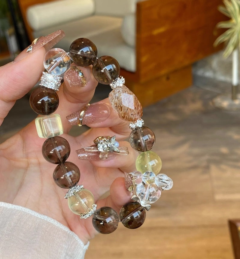 【金曜轉運】黑金超七x黃塔晶x白水晶x虎眼石x茶水晶招財開運多效健康手鍊