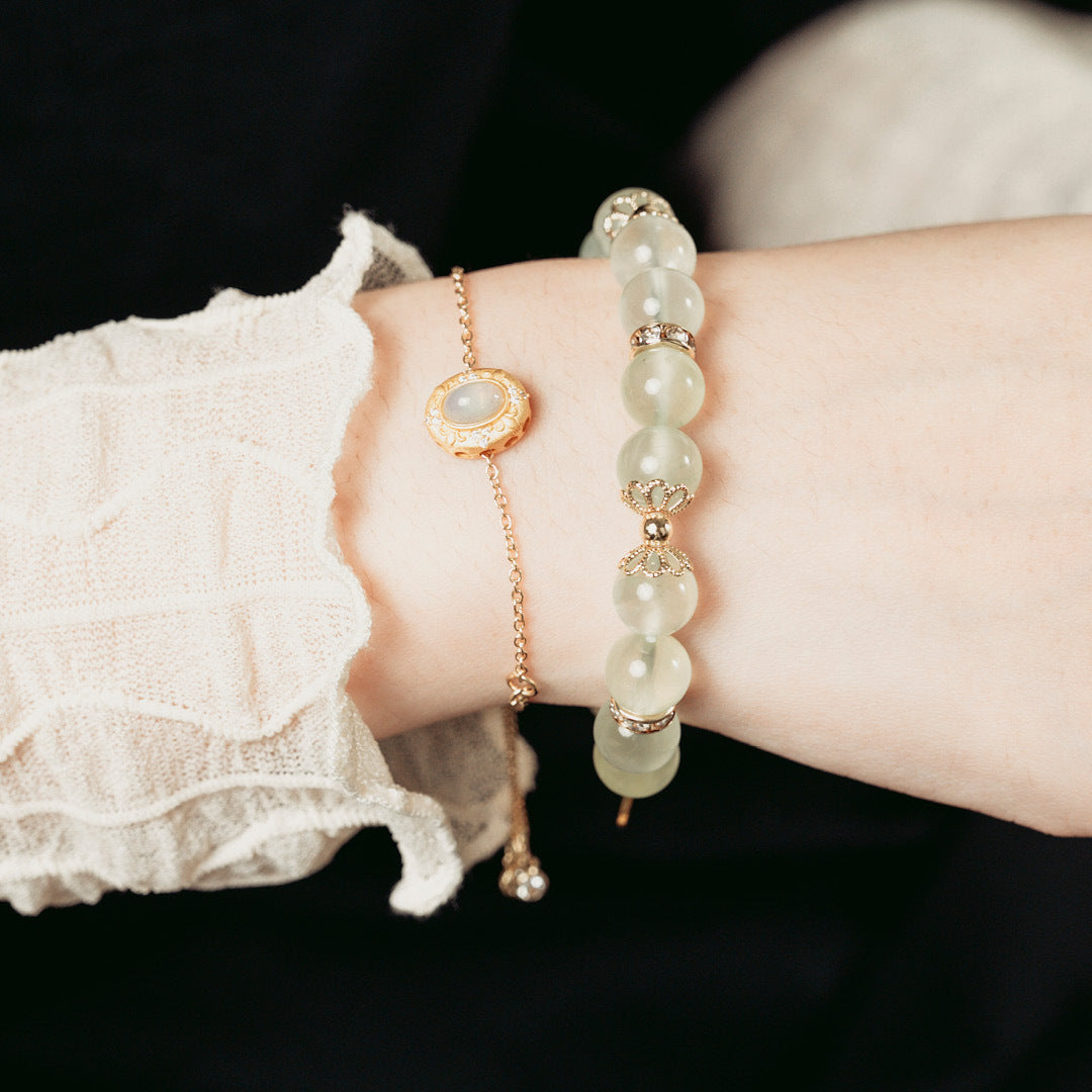 【牽心】綠柳-葡萄石雙鍊水晶手鍊/水晶手串