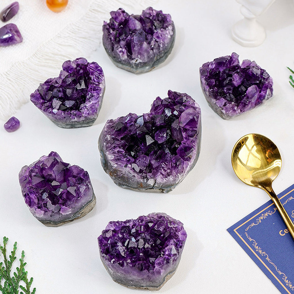 【礦藏】烏拉圭愛心紫水晶簇擺件