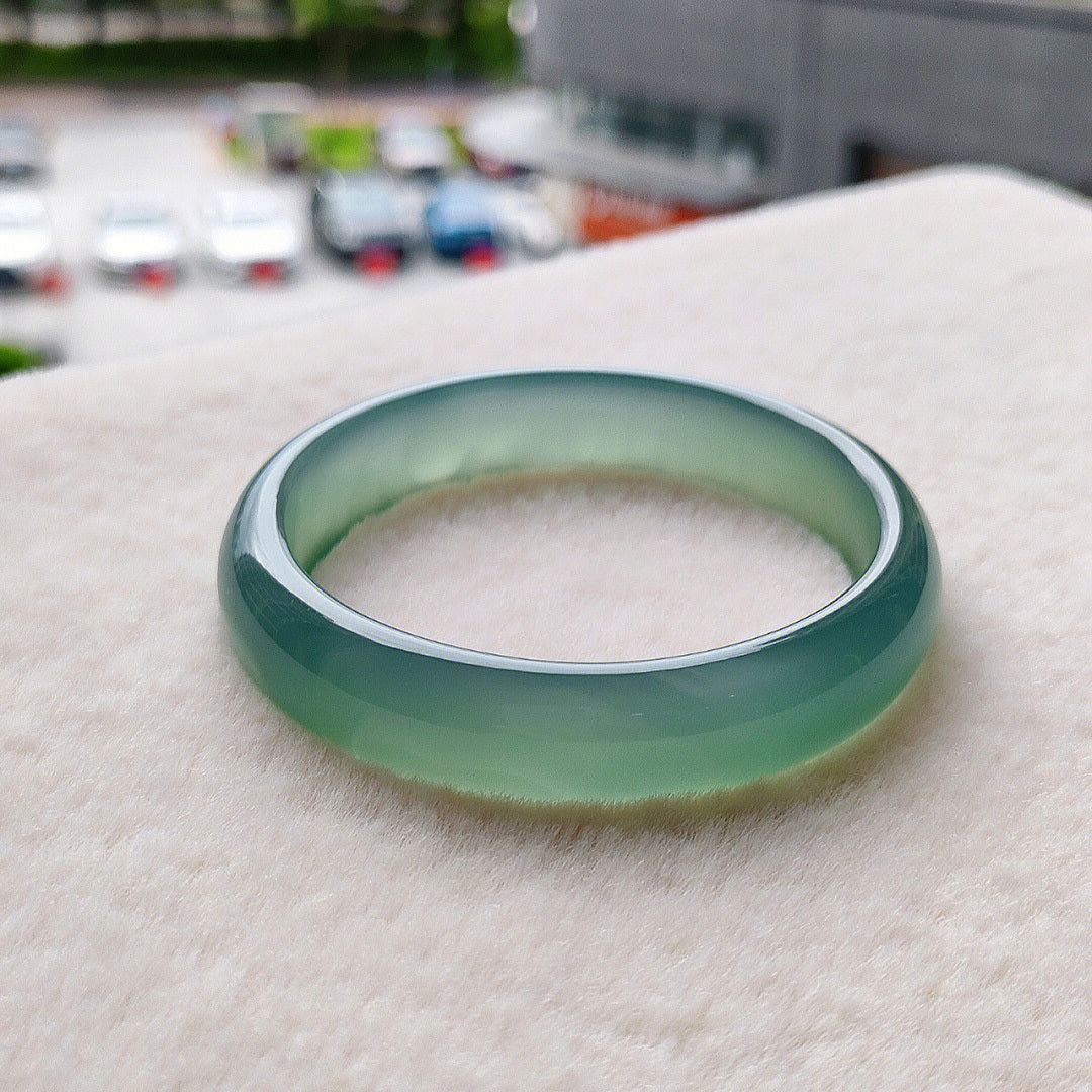 【玉鐲】遠山黛-湖水綠瑪瑙(圓條/福鐲)