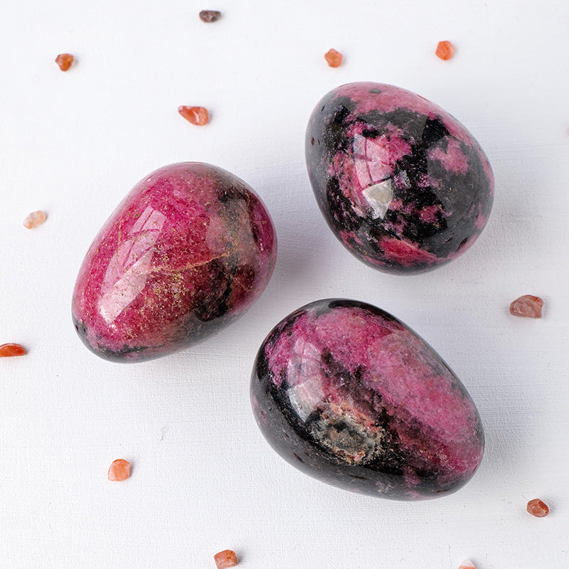 【礦藏】原礦雞蛋型薔薇石/隨身攜帶手把件(附絨布袋)