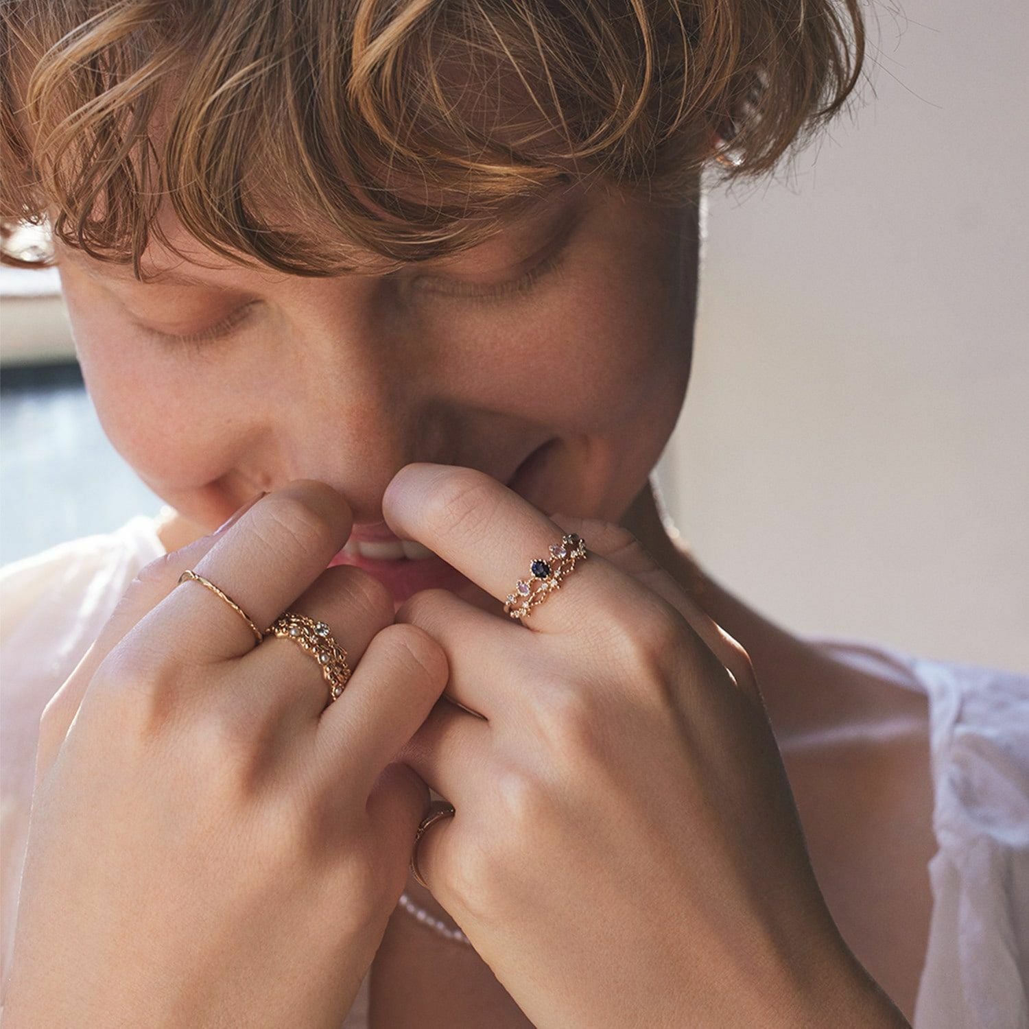 【輕奢】花草之歌-S925純銀+14K金海藍寶戒指