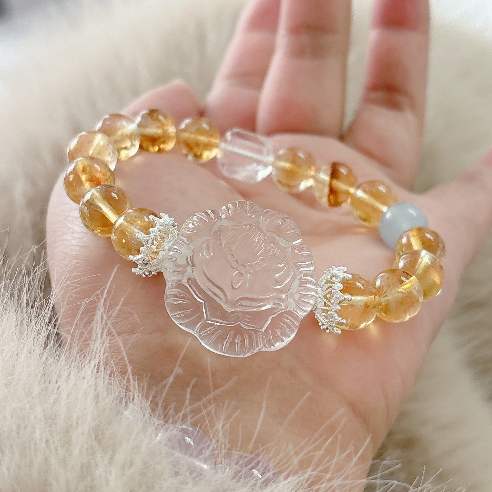 【狐仙】白水晶阿賽特花苞狐仙黃水晶手鍊