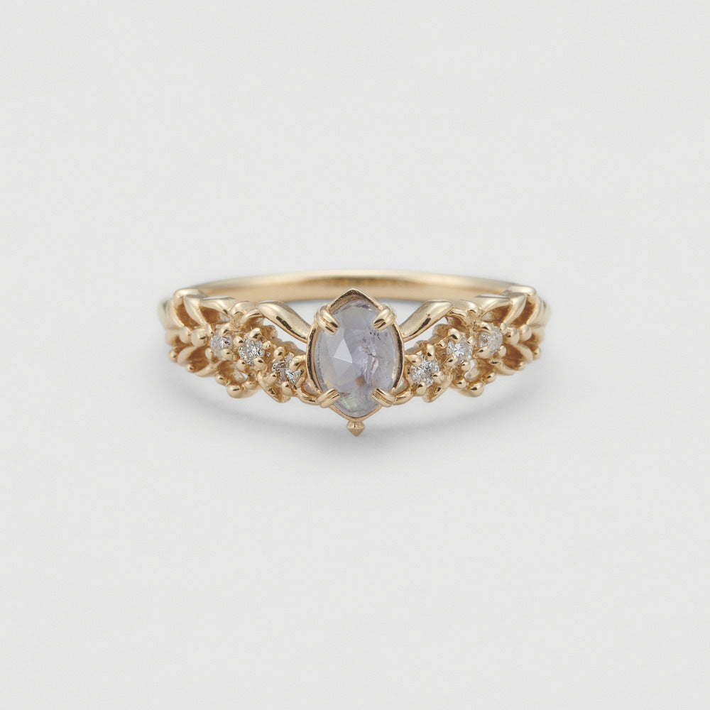 【輕奢】王朝的華麗-14K金+925純銀堇青石/拉長石戒指