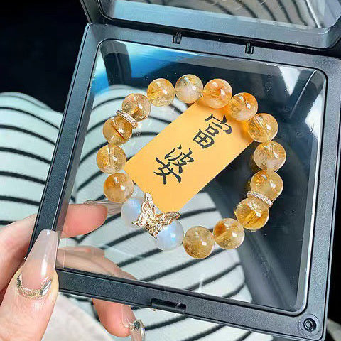 【一夜暴富】黃水晶(黃塔金)/藍月光/黃色虎眼石水晶手鍊/水晶手串