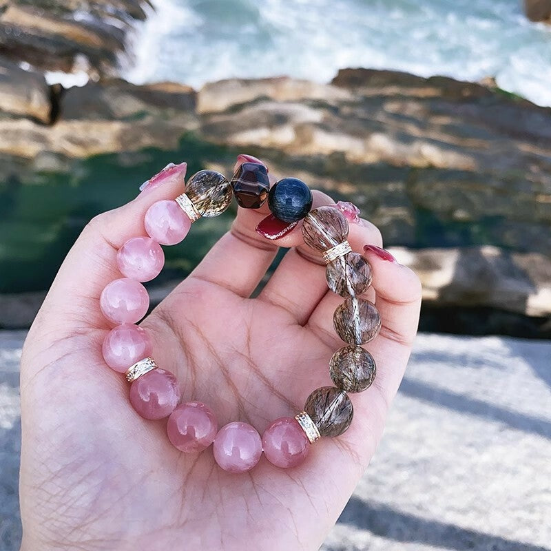 【晶愛之境】馬達加斯加粉水晶×綠髮晶×碧璽手鍊