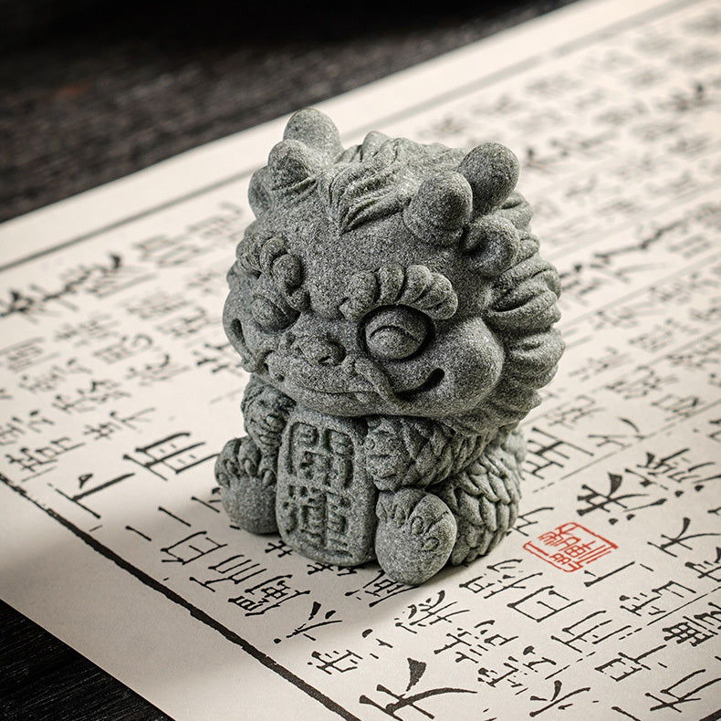 【國潮】青砂石暴富開運麒麟擺件-套組(暴富獸+開運獸)