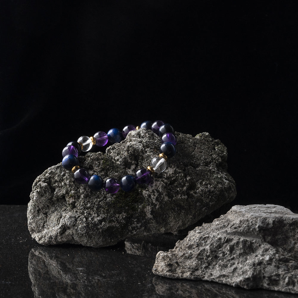 能量手鍊【非凡-星辰】藍虎眼石+紫水晶+白水晶手鍊