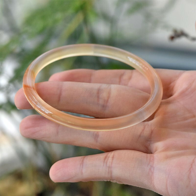 【玉鐲】蜜糖淺橘俏色冰糖雪梨美人鐲6mm