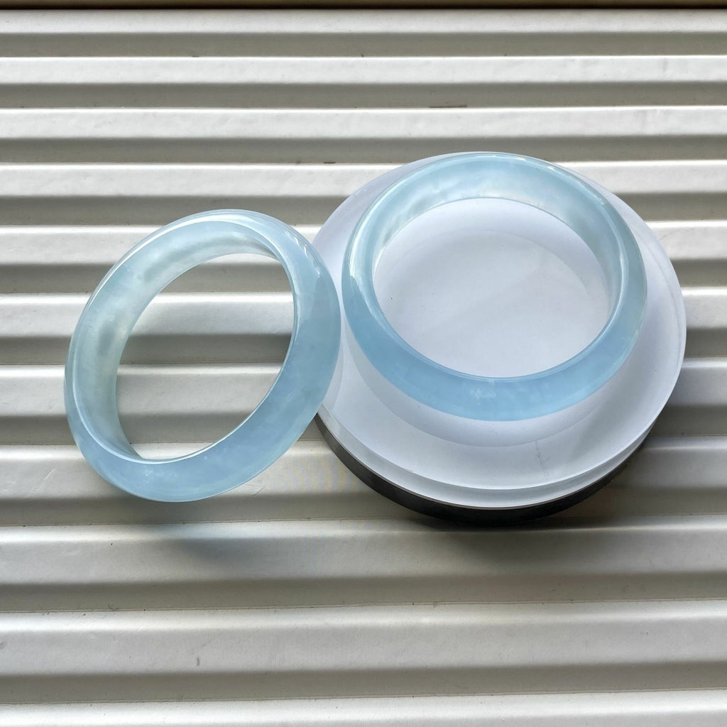 【玉鐲】天然海藍寶手鐲-藍天白雲的