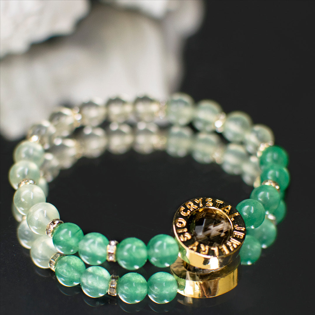 能量手鍊【森林精靈】綠東陵葡萄石黃水晶茶晶手鍊