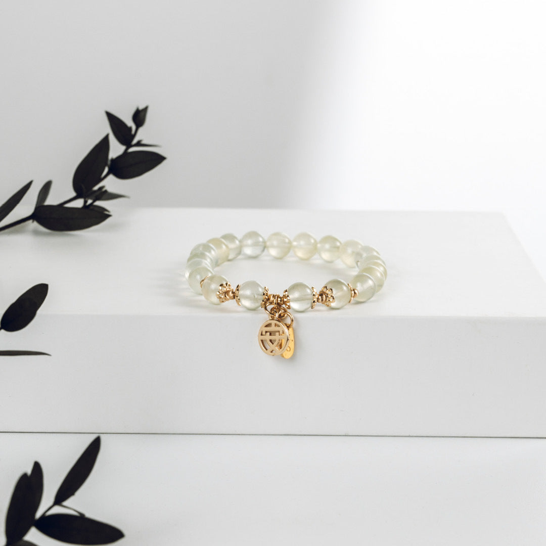 【珠璣】順遂安康-葡萄石中文字水晶手鍊/水晶手串