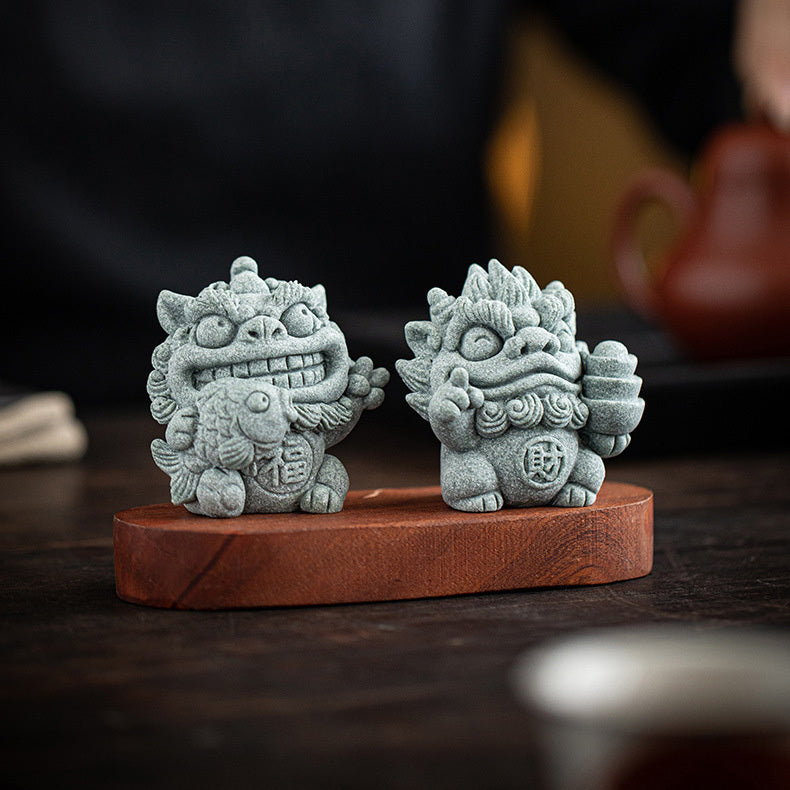 【國潮】福魚財寶青砂石貔貅/風獅爺招財進寶風水擺件