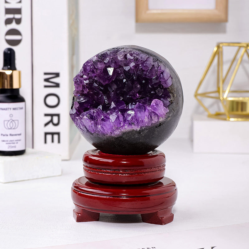 【礦藏】天然烏拉圭紫水晶開口笑咬錢水晶球