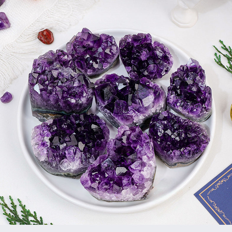 【礦藏】烏拉圭愛心紫水晶簇擺件