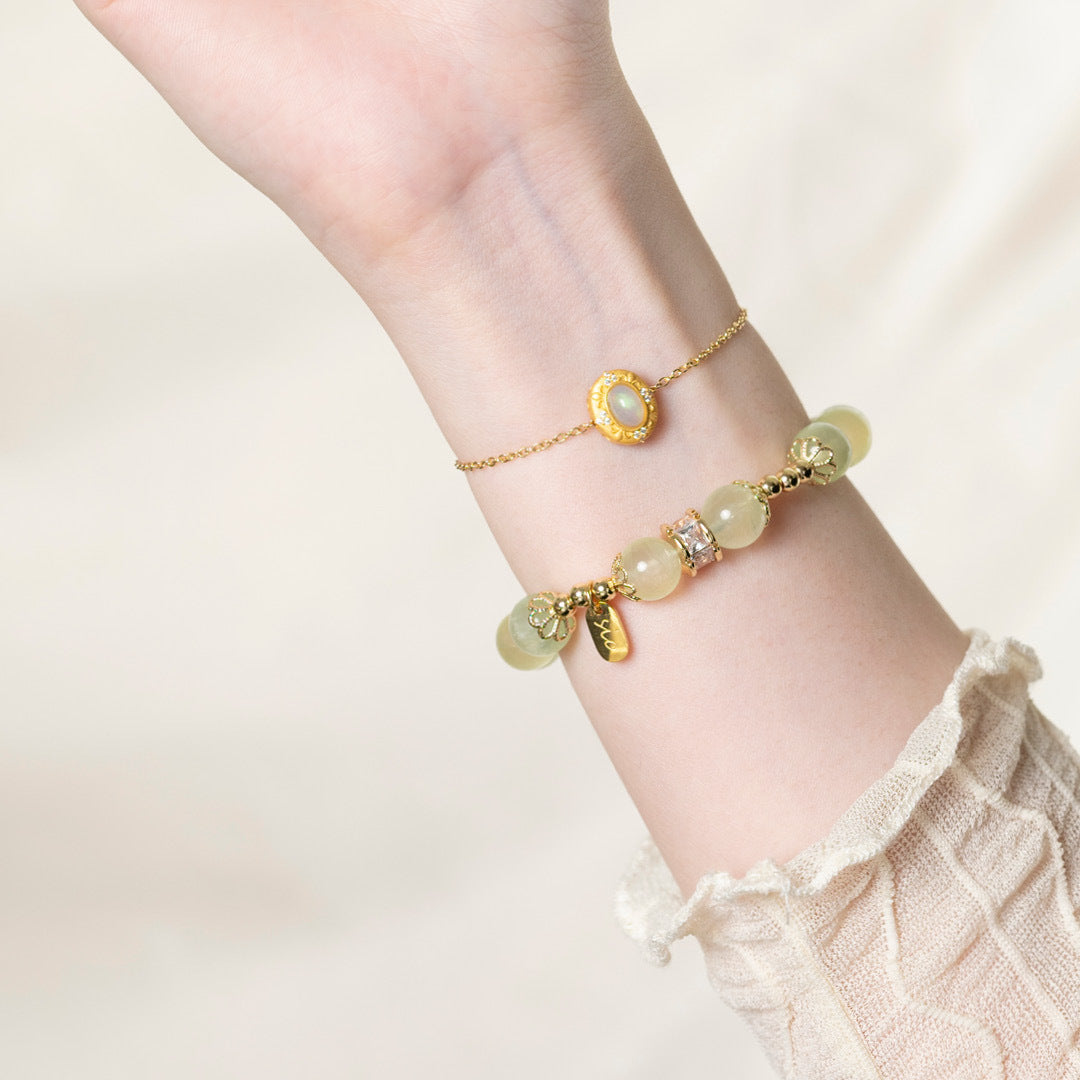 【牽心】綠柳-葡萄石雙鍊水晶手鍊/水晶手串