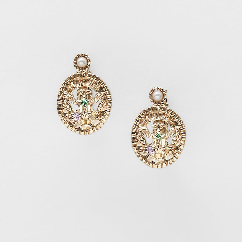 【輕奢】海神波塞冬的珍寶-14K金+925純銀紫水晶綠玉隨流蘇耳環