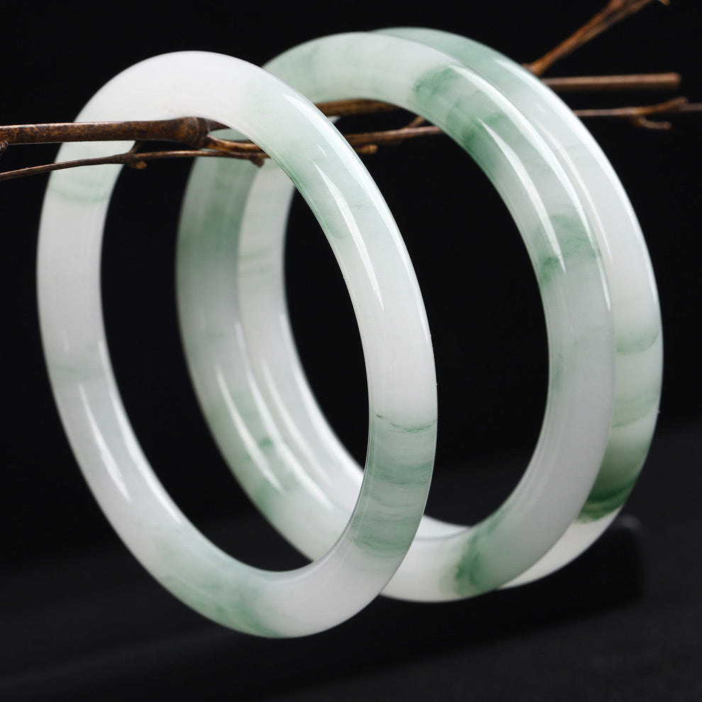 【玉鐲】透翠白玉-新疆金絲玉