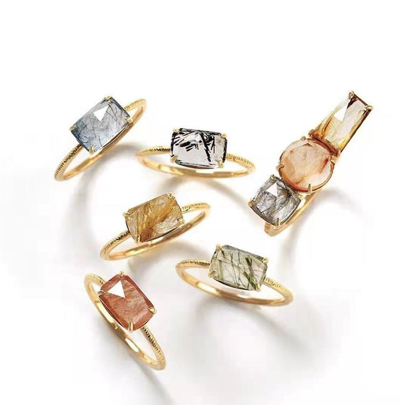 【輕奢】現代光影-S925純銀+14K金髮晶戒指(金髮晶/紅髮晶/綠髮晶/黑髮晶/藍髮晶)