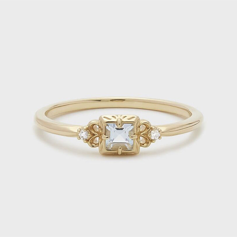 【輕奢】黑桃海語-14K金+925純銀海藍寶鋯石