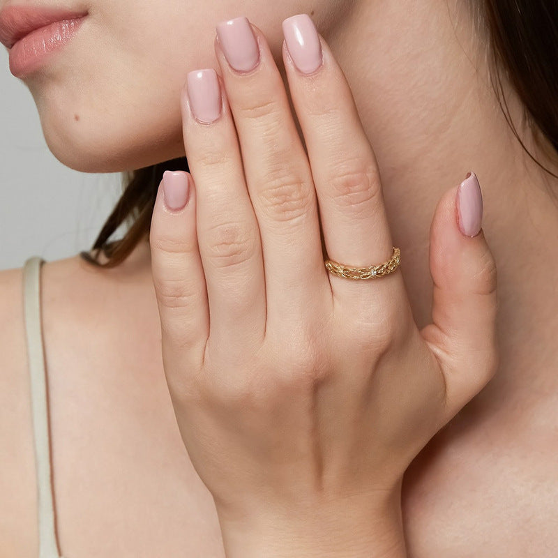 【輕奢】星光纏繞-S925純銀+14K金白鋯石戒指