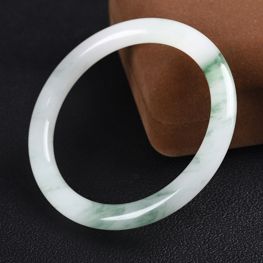 【玉鐲】透翠白玉-新疆金絲玉